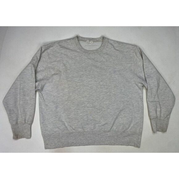 VINTAGE J Crew Blank Crewneck Sweatshirt Men Medium Gray USA 90s - Picture 1 of 11